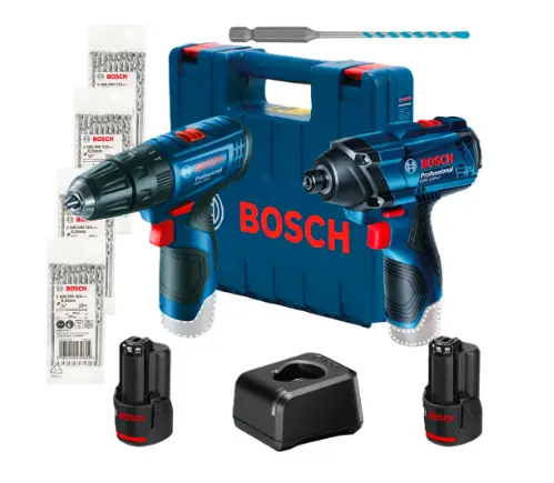 [BOI-06019G81G3+C01] COMBO LLAVE DE IMP 12V+TAL/ATORN C/2 BAT+40 BROCAS CONCRETO + BROCA MULTIPROPOSITO
