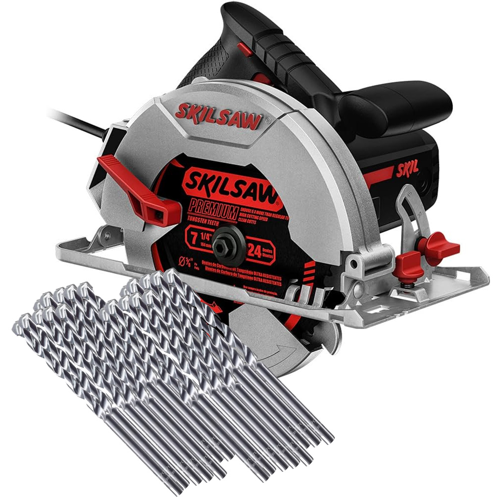 COMBO SIERRA CIRCULAR 7 1/4 1,400 W C/DISCO P/CORTE DE MADERA Y CLAVOS+20 BROCAS P/CONCRETO DE 5/16X5