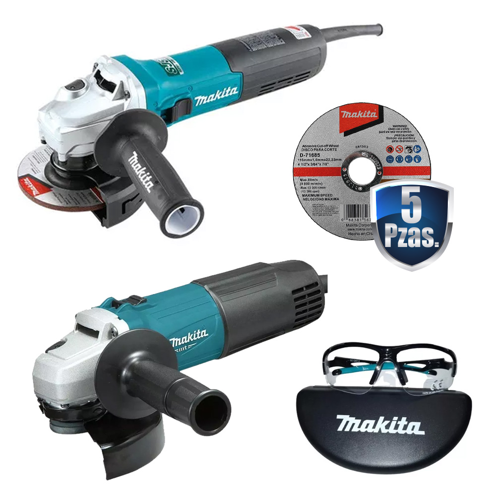 COMBO MINIESMERILADORA 4 1/2 1900 W VEL. VAR.+MINIESMERIL M0901B+5 DISCOS CORTE D71685+GAFAS DE SOL CLAROS