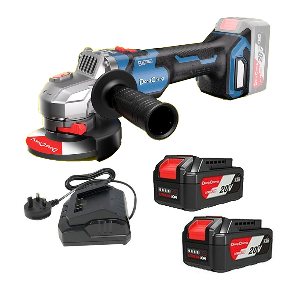 MINIESMERILADORA 4-1/2 20V SIN CARBONES CON 2 BATERIAS 4 AMP 9000/M CARGADOR Y ESTUCHE