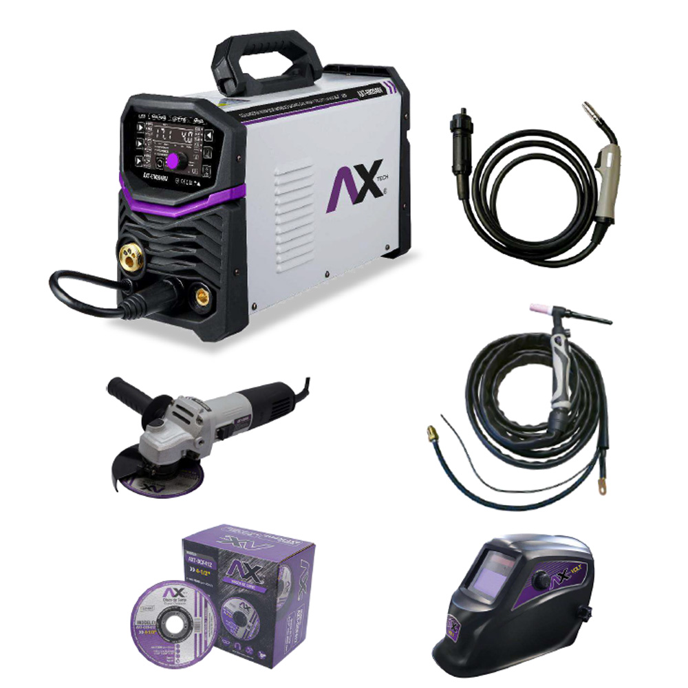 COMBO SOLDADORA INVERSOR MIG/MAG, 200 AMP+ANTORCHA TIG+CARETA+MINI+50 DISCOS CORTE+ROLLO MICROALAMBRE 5KG