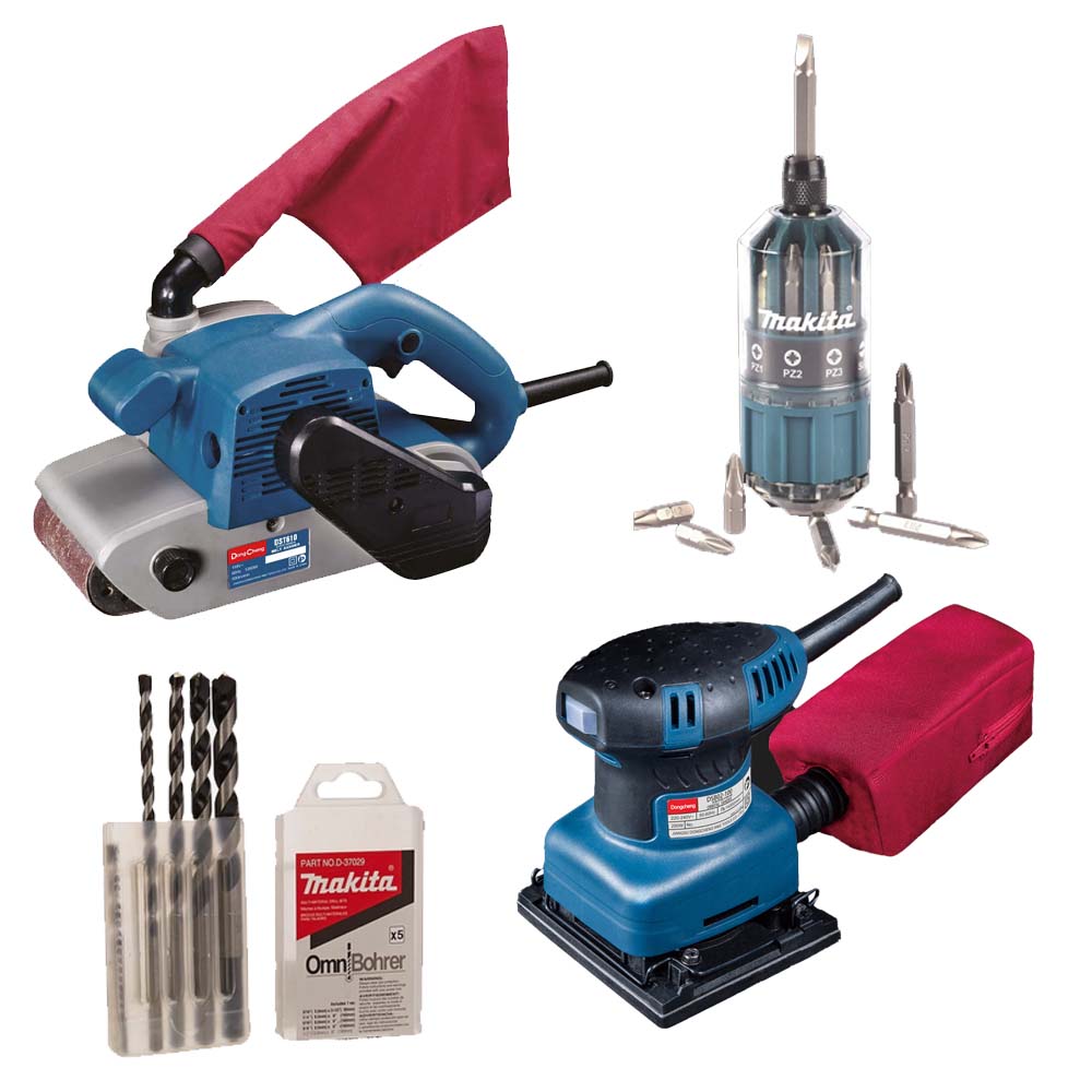 COMBO DUO LIJADORA D/BANDA DE 4x24 1200 W C/BOLSA+LIJADORA ORBITAL 1/4 HOJA 200 WATTS 14000 RPM+2 ACCS MAKITA