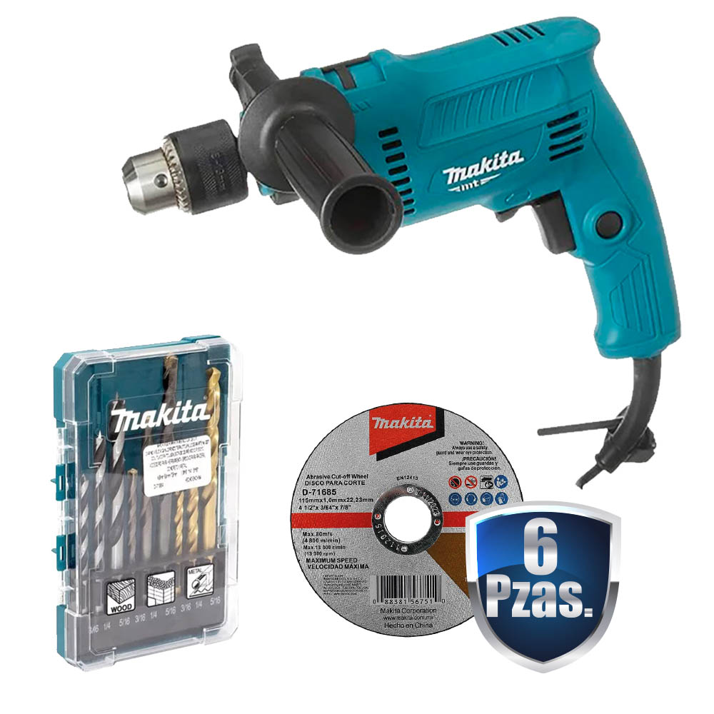 COMBO ROTOMARTILLO 1/2 570 WATTS VVR+6 DISCOS CORTE MAKITA D-71685+JGO DE BROCAS DE 9 PZAS MULTIPROPOSITO