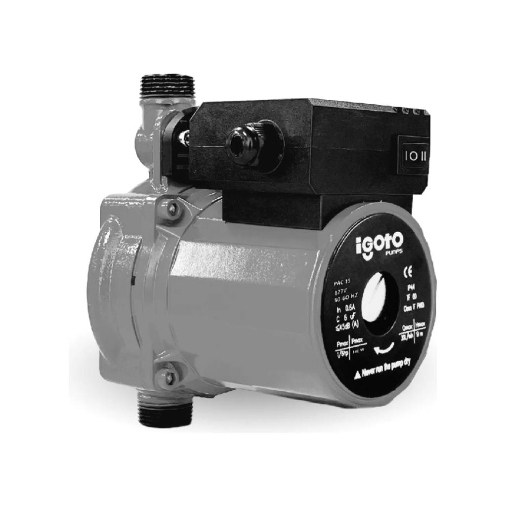 BOMBA PRESURIZADORA DE 1/6 HP PARA 1 SERVICIO ALT. 9 MTS EMB. DE ALUMINIO CAUDAL MAX. 27 L/M