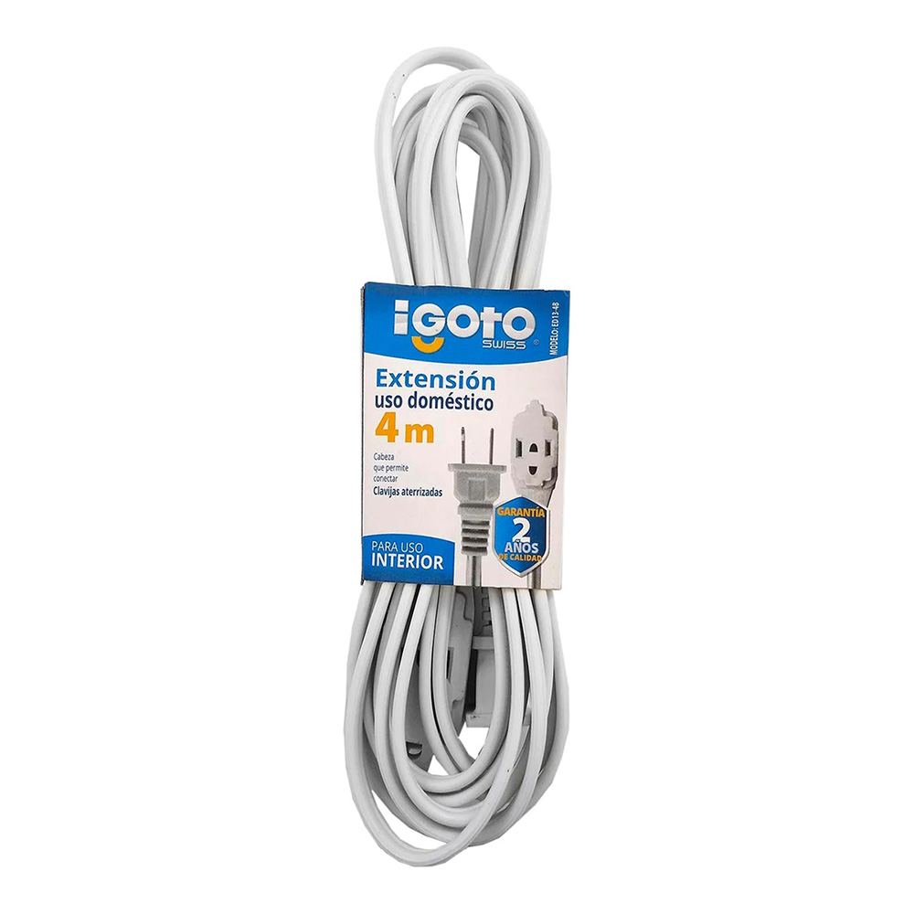 [AXO-ED13-4B] EXTENSION DOMESTICA DE 4 MTS CALIBRE 16 AWG COLOR BLANCA MATERIAL ALU-COBRE C/3 ENTRADAS