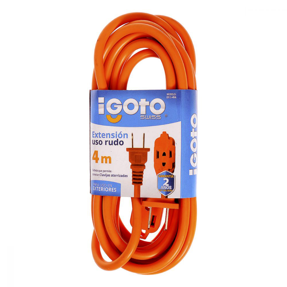 [AXO-ER13-4NA] EXTENSION DE USO RUDO DE 4 MTS CALIBRE 16 AWG COLOR NARANJA MATERIAL ALU-COBRE C/3 ENTRADAS