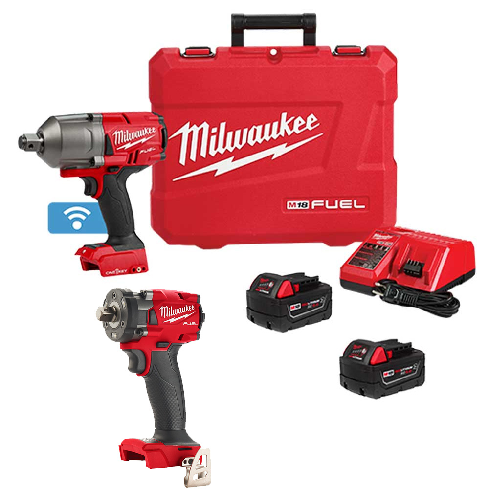 COMBO LLAVE DE IMPACTO M18 FUEL 3/4 SISTEMA ONE KEY CON 2 BAT 5 AMP+ LLAVE DE IMPACTO DE 1/2 FUEL (HTA SOLA)