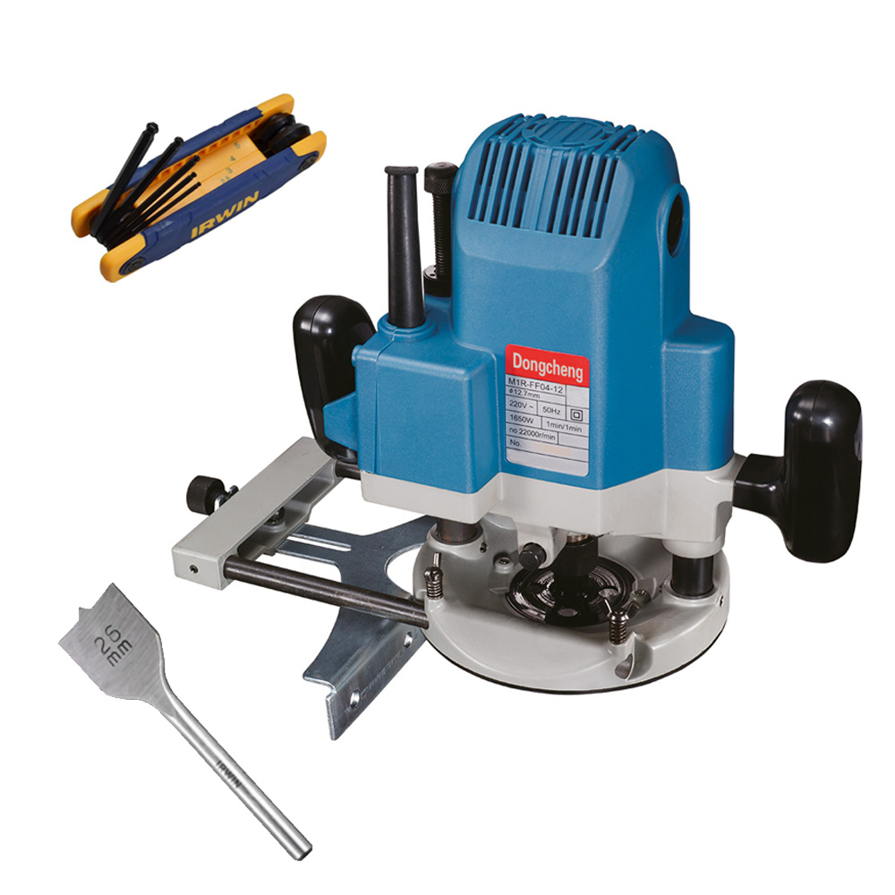 [DCH-DMR04-12+C02] COMBO ROUTER DE 1/2 1850W C/COLLET DE 1/4 Y 3/8 22,000 RPM+JGO LLAVES ALLEN HEX+BROCA DE MANITA+5 DISCOS