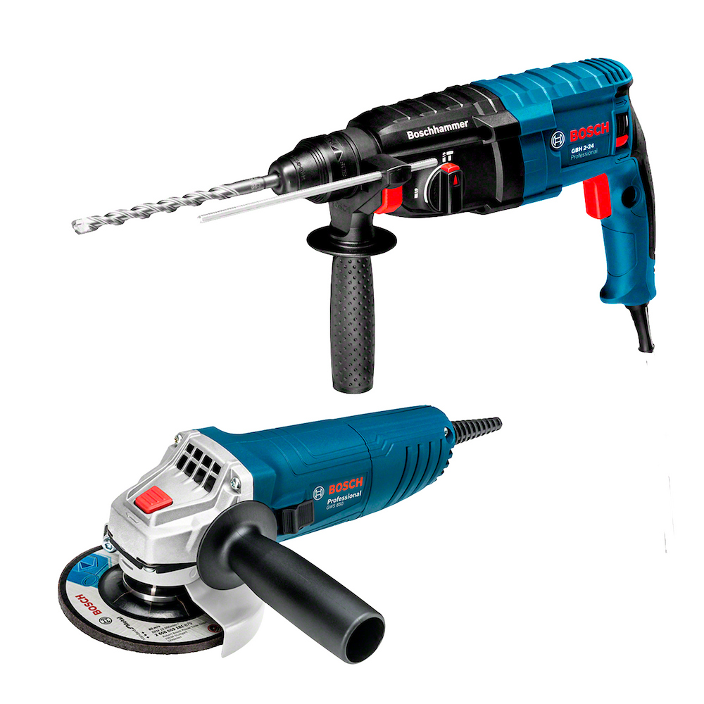 COMBO MARTILLO CINCELADOR GBH 2-24 + MINI ESMERILADORA 4 1/2 GWS 850